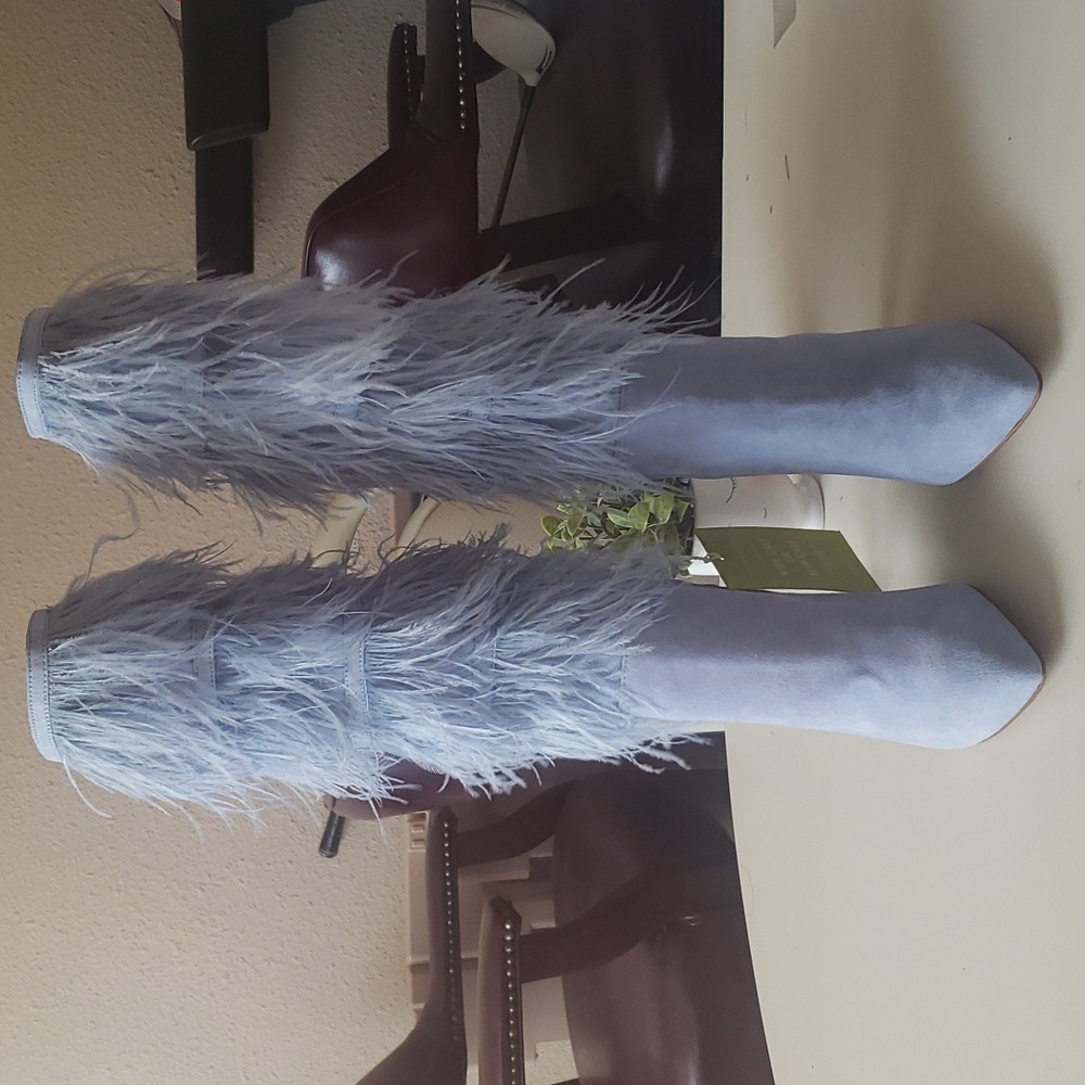 Gianni Bini,Taryn Feather Embellished Pointed Toe Stiletto Boots